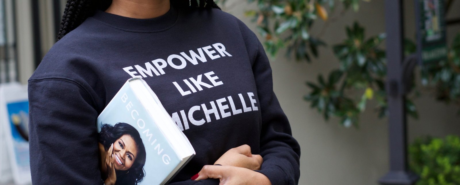 woman holding book